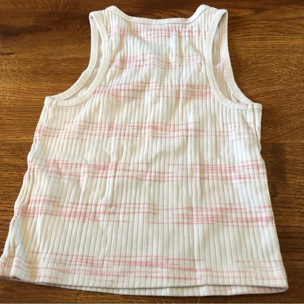 Wonder Nation light pink & cream striped ribbed tank top in size S (6-6X)